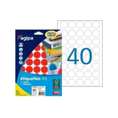 Etikety kruhové 24mm Agipa A5 červené