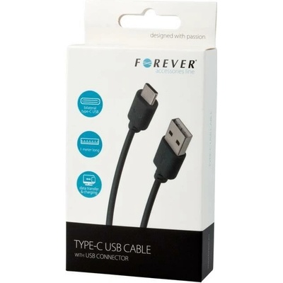 Forever T_0014092 datový USB/USB-C, 1m, černý