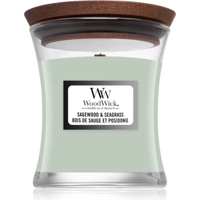 WoodWick Sagewood & Seagrass ароматна свещ с дървен фитил 85 гр