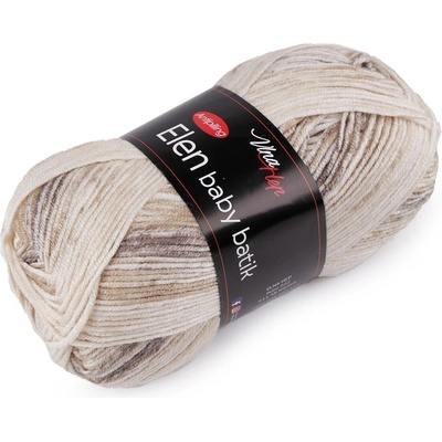 Pletací příze Elen baby batik 100 g, střední, 1 (5112) béžová světlá