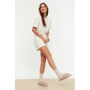 Trendyol White Heart Pattern Knitted pajamas Set biela