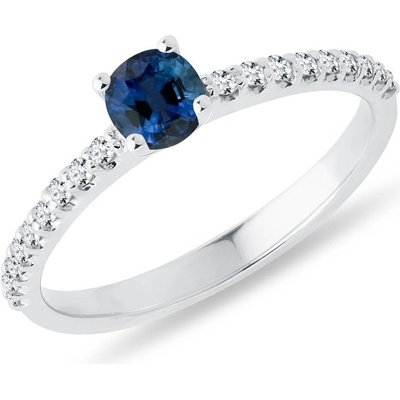 Klenota zlatý prsten s diamanty a safírem k0285032