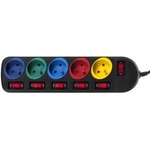 Maclean Power strip Maclean forelooser MCE204M 5 sockets with connectors black 1, 5m 2300W multicolor