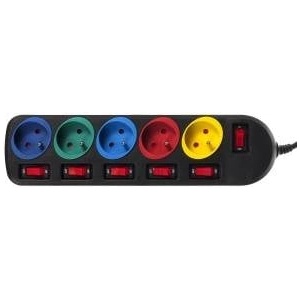 Maclean Power strip Maclean forelooser MCE204M 5 sockets with connectors black 1, 5m 2300W multicolor