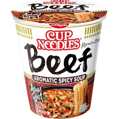 Cup Noodles Instantní nudlová polévka s hovězí příchutí v asijském stylu pikantní 64 g
