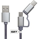 iGET G2V1 USB Micro USB/ USB - C dlouhý pro veškeré mobilní telefony, včetně odolných