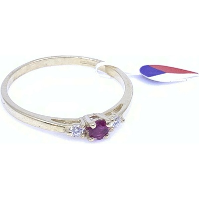 Diante Zlatý prsten s brilianty a rubínem 84000086