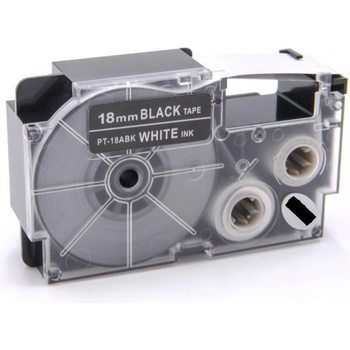 Pro Casio Съвместима лента с Casio XR-18ABK, 18mm x 8m бял печат / черен фон (XR18ABK)