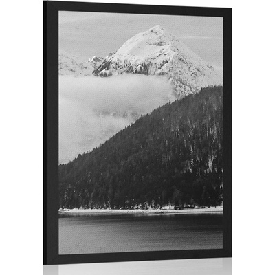 Plakát zimní krajina v černobílém provedení - 20x30 silver