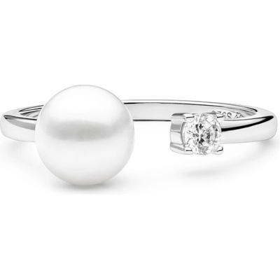 Gaura Pearls Stříbrný prsten s pravou bílou perlou Carla SK21479R 19 Bílá
