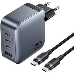Vention TZ-FETH0-EU Зарядно устройство, 100W, 1xUSB-A, 3xUSB-C, кабел (TZ-FETH0-EU)
