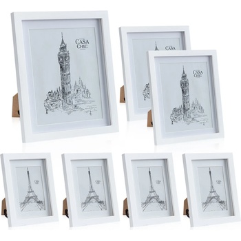 Image 1 of Casa Chic Chalcot, комплект от 7 рамки за снимки, 3 размера, правоъгълна форма, паспарту, истинско дърво (CL-7SET-WHT) (CL-7SET-WHT)