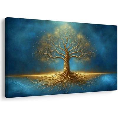 Obraz zlatý strom života v modři - 60x40