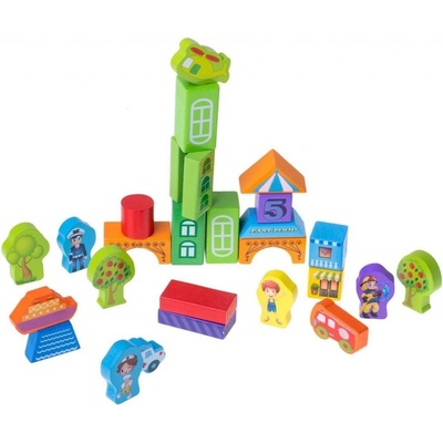 KIK KX6905 Moje malé město stavební kostky ze dřeva 100 ks