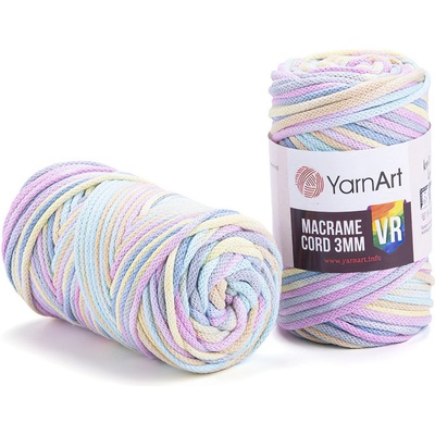 Pletací / háčkovací příze YarnArt MACRAME CORD VR 3mm 929 sladká fialovo-modrá, melírovaná 250g/85m – Zbozi.Blesk.cz