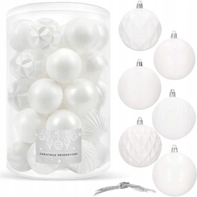 SPRINGOS Vianočné banky biela mix 8cm súprava 30ks