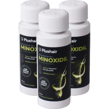 Plushair Minoxidil roztok na 3 mesiace 3 x 60 ml