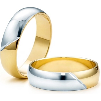 SAVICKI Сватбени халки: двуцветно злато, полукръгъл профил. 5 мм