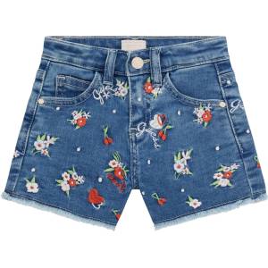 Guess Детски къси панталонки Guess - С ресни и цветчета, сини, 12 м (20252-K5GD00-D4CA0-CDFL-12M) - baby