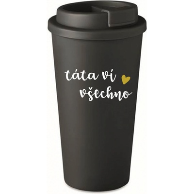 Giftela TÁTA VÍ VŠECHNO černý termohrnek 475 ml