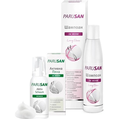 Parusan Комплект - Шампоан за жени за дълга коса и Активна пяна за коса за жени, 200 + 100 ml