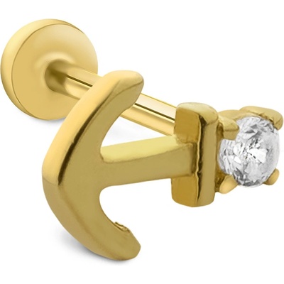 Lillian Vassago Zlatý piercing labreta kotva se zirkonem LLV92-GPI112LB