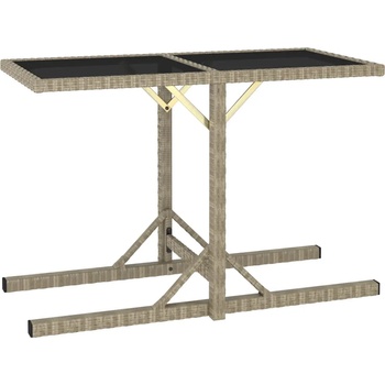 Image 1 of vidaXL Градинска маса, бежова, 110x53x72 cм, полиратан, стъкло (46454)