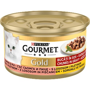 Gourmet Gold хапки в сос с пиле и сьомга - 0.085кг