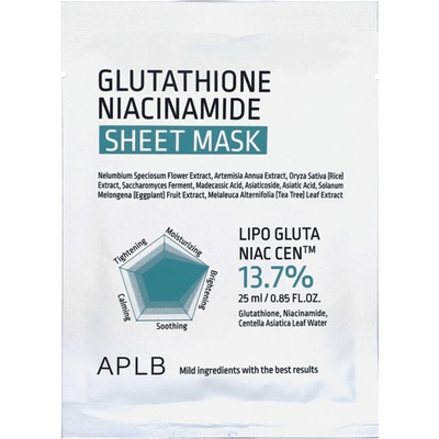 APLB Glutathione Niacinamide Sheet Mask хидратираща и освежаваща маска 25 мл