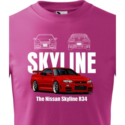 Dětské tričko Nissan Skyline R34 Purpurová Canvas Bezvatriko.cz 2328