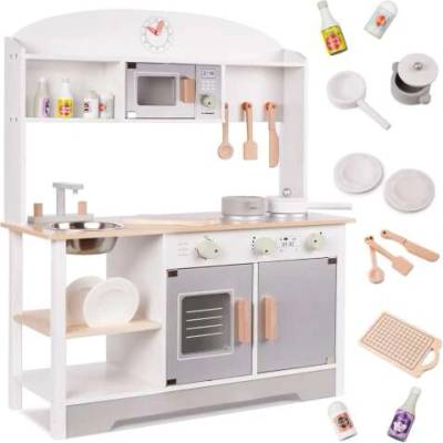 Pepita XXL дървена кухня за играчки с 12 аксесоара - сив (W10C573C)