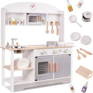 Pepita XXL дървена кухня за играчки с 12 аксесоара - сив (W10C573C)