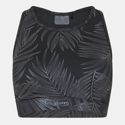 USA Pro Core Racer Back Sports Bra Ladies - Black Gloss
