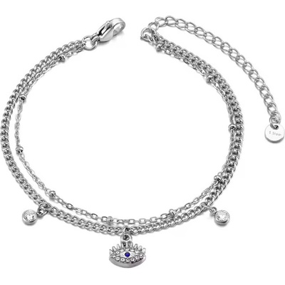 Victoria Filippi Stainless Steel Dvojitý náramek Sophia - Evil Eye, chirurgická ocel NR2340-B25180/58 Stříbrná 17 cm + 5 cm