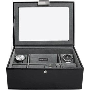Stackers Кутия за ръчни часовници Stackers със стъклен капак черна (73223)