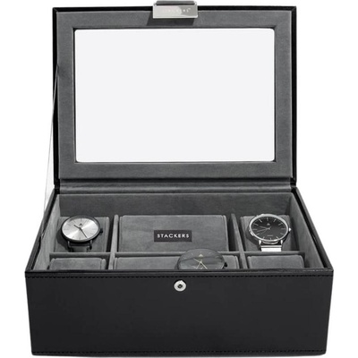 Stackers Кутия за ръчни часовници Stackers със стъклен капак черна (73223)