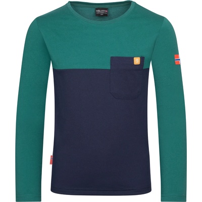 Trollkids Детска блуза с дълъг ръкав Trollkids Kid's Bergen Longsleeve Longsleeve - Jungle Green / Navy - размер 98 (EU) (704-2207-1612)