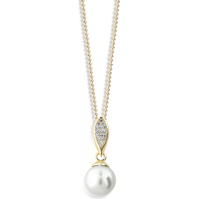 Cutie Jewellery Luxusný prívesok zo žltého zlata s pravou perlou a zirkónmi Z6304 3152 40 10 X 1