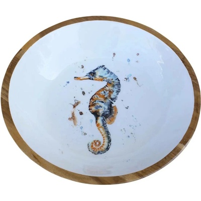 SEA Club Mísa - Mořský koník, mangové dřevo se smaltem 7,5 x 30 cm