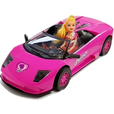 Inlea4Fun BEAUTY FASHION CAR Ružové autíčko kabriolet s bábikou