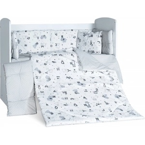 Dizain Бебешки спален комплект ЗОО БУКВИ СИВ Ластик Цип Comfort Line