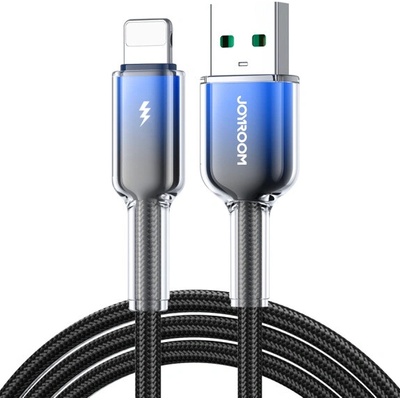Joyroom S-A42 Crystal Clear opletený nabíjací a dátový USB-A na Lightning 1,2m černomodrý