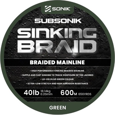 Sonik Šnúra Subsonik Sinking Braid Green 600m 0,20mm 18,14kg
