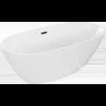Mexen Eris свободностояща вана 155 x 80 см, бяла, черен преливник - 53441558000-70 (53441558000-70)