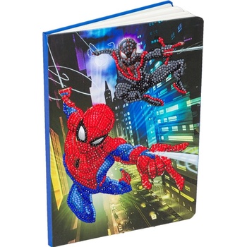 Craft Buddy Творчески комплект, Craft Buddy, Направи сам тетрадка с диамантена корица, Спайдърмен, 25.5 х 17.5 х 2.5 см, 5 части (CBCANJ-MCU921)