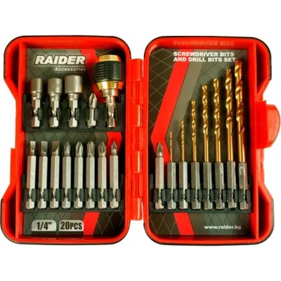 Raider Накрайници и свредла 1/4" 21 броя комплект, raider 157797 (raider 157797)
