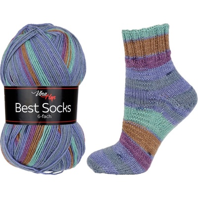 Vlna-hep Best socks 6-fach - 7367 modro-hnědo-fialová