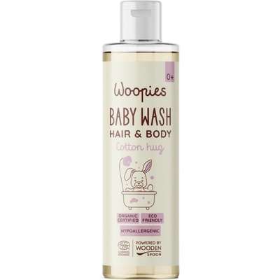 Wooden Spoon Бебешки измивен гел за коса и тяло Wooden Spoon Woopies - Cottong Hug, 200 ml