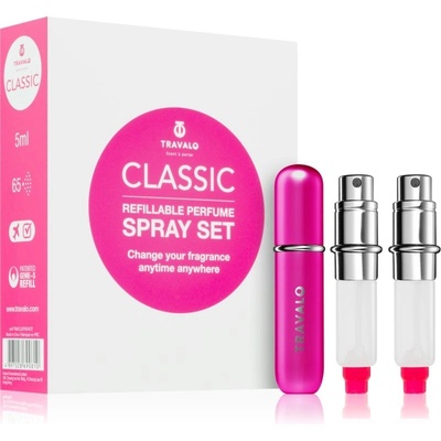 Travalo Classic HD Hot Pink plnitelný rozprašovač parfémů 5 ml + obal na plnitelný rozprašovač parfémů