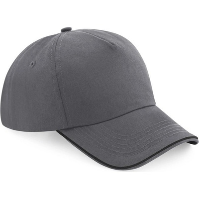 Beechfield B 25C Authentic Piped Peak 5 panelová COT-53025Ct7299 Šedá grafitová/černá